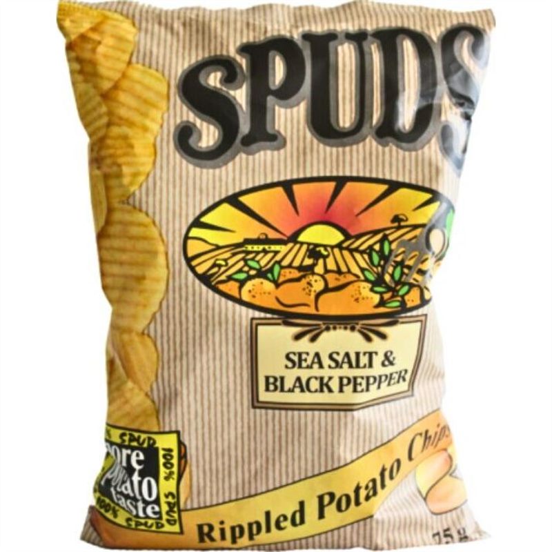 Spuds Chips Sea Salt And Black Pepper 75g