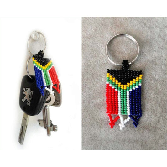 Africa Smiles Beaded Keyring - SA Flag (2.5 x 7cm)