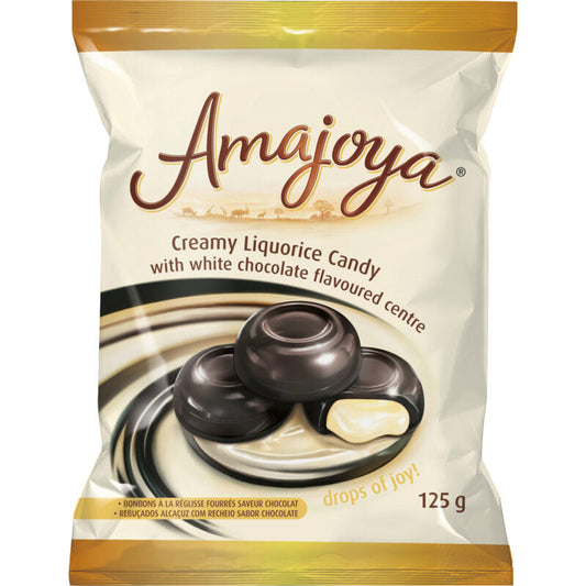 Amajoya Creamy Liquorice Candy w/ White Choc Centre 125g