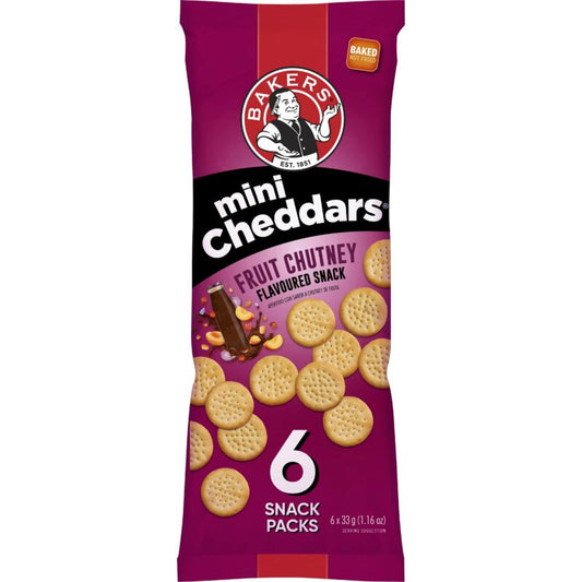 Bakers Mini Cheddars Fruit Chutney Multipack 6x33g