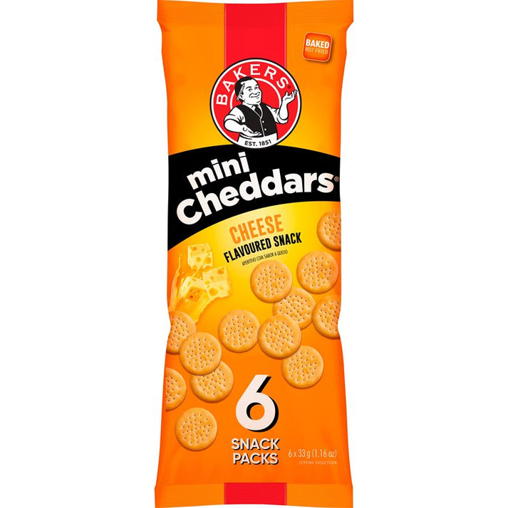 Mini Cheedders Bakers Mini Cheddars Cheese Multipack 6x33g Delicious & Crunchy Snack ...