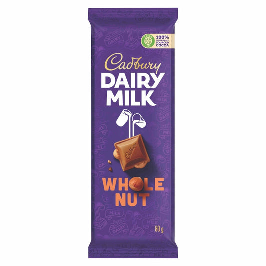 Cadbury Chocolate Slabs - Dairy Milk - Whole Nut 80g