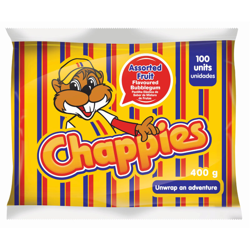 Chappies Bubblegum Assorted Fruit 100Pcs 400g Moederland Chappies Bubblegum Assorted Fruit 100Pcs 400g Moederland