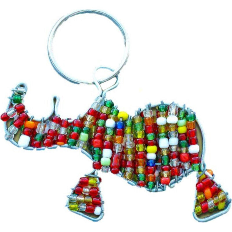 Earth Africa African Beaded Keyring - Rhino Mixed.2