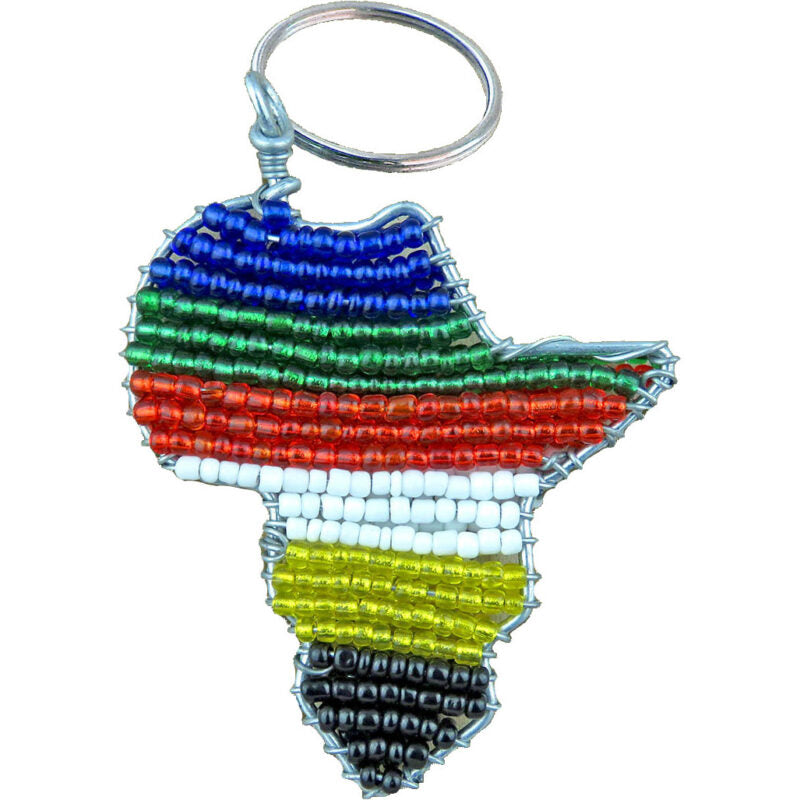 Earth Africa Beaded Keyring - Africa Map - SA Flag