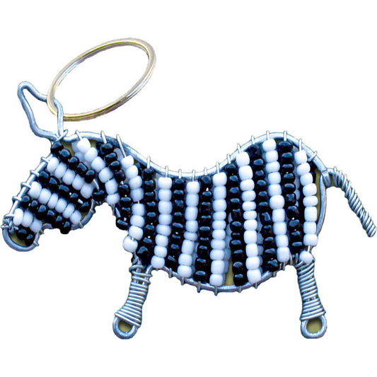 Earth Africa African Beaded Keyring - Zebra