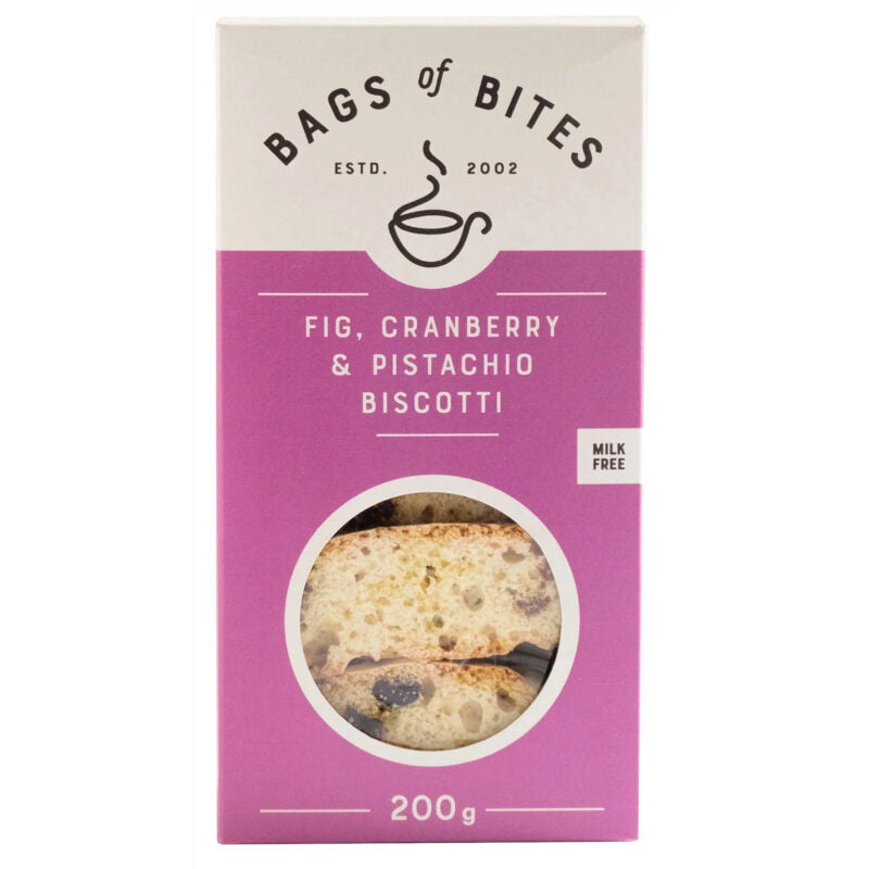 Bags of Bites Biscotti Fig Cranberry Pistachio 200g