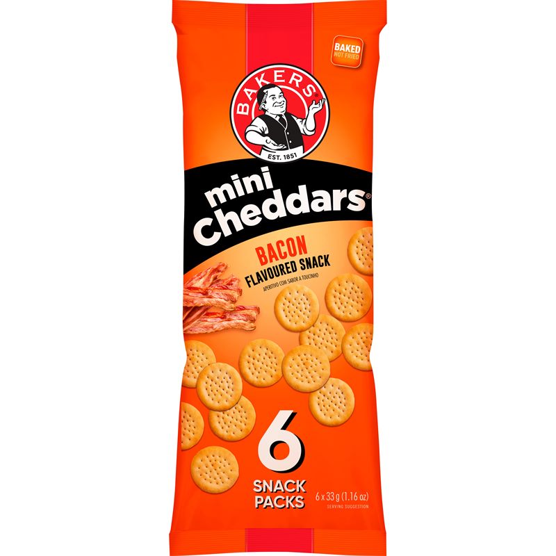 Bakers Mini Cheddars Bacon Multipack 6x33g