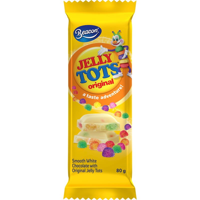 Beacon Jelly Tots White Chocolate Slab 80g
