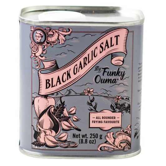 Funky Ouma Black Garlic Pink Salt Tin 250g
