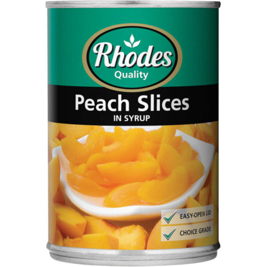Rhodes Canned Fruit Peach Slices in Syrup 410g