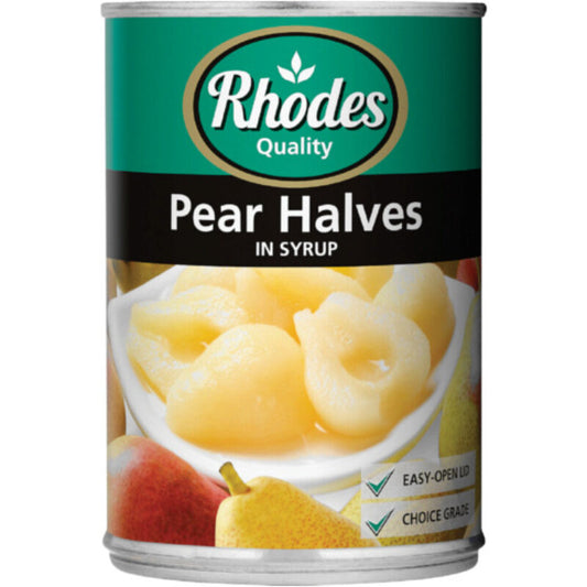 Rhodes Canned Fruit Pear Halves in Syrup 410g